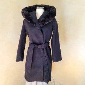 New! H&M sz Small S Black Fur Hooded Winter Coat Jacket NWT